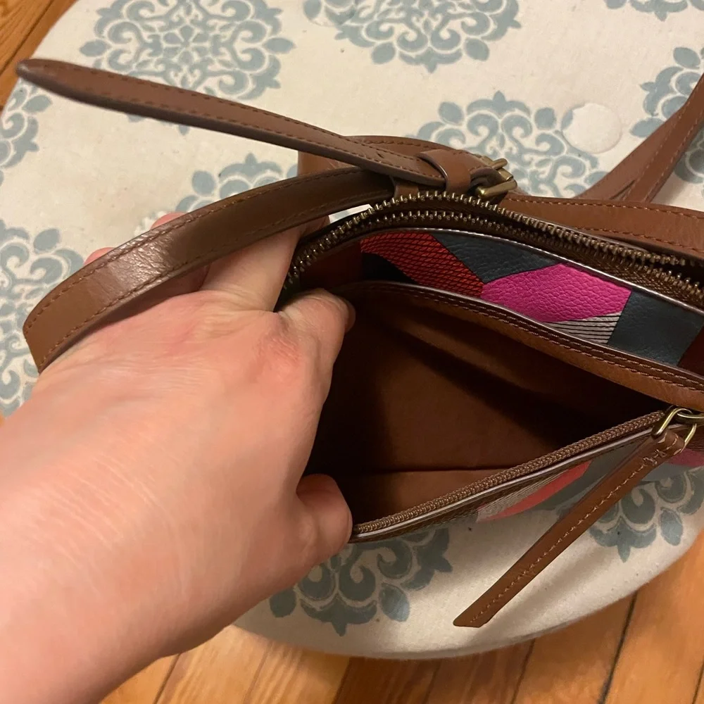 Fossil Gemma Crossbody Pebble Vegan Leather Geometric Medium Handbag. - Picture 5 of 10
